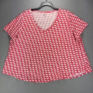 Crown & Ivy Top Women's 3X Plus Authentic Tee Shirt Coral Crabs Beach Summer